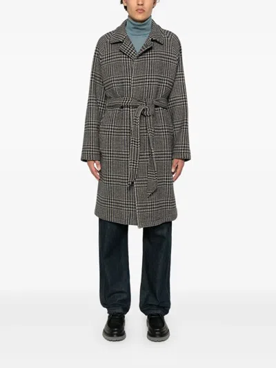 Tagliatore Prince Of Wales Virgin Wool And Cashmere Blend Coat In Gray