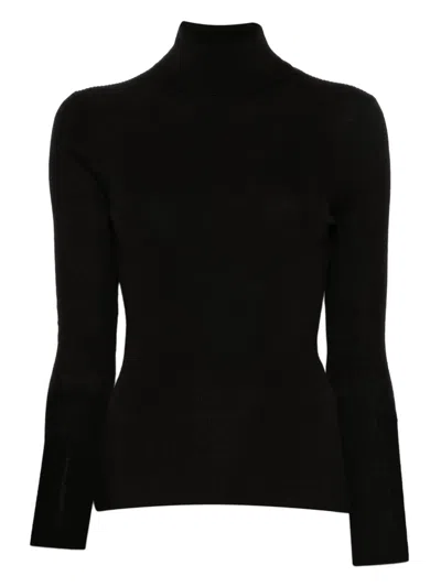 P.a.r.o.s.h Fitted Turtleneck Knitwear Long Sleeves In Black