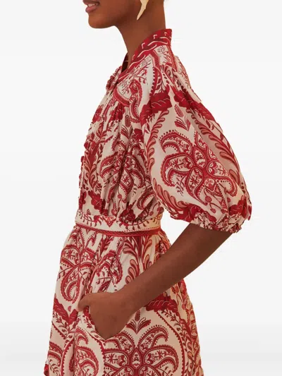 Farm Rio Off-white Tropical Cameo Belted Maxi Dress In Tropical Cameo Off-white