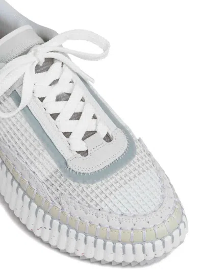 Chloé Hand-stitched Mesh Sneakers With Suede Inserts In Gray