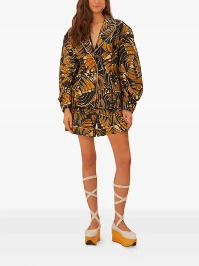 Farm Rio Toucan Spirals Shorts In Black In Black