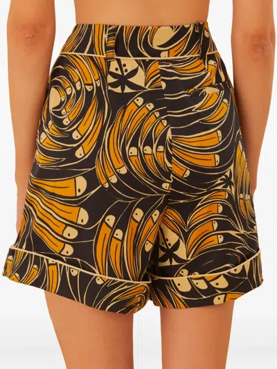 Farm Rio Toucan Spirals Shorts In Black In Black