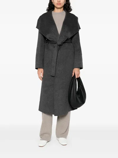 Soft Goat Belted Coat In Gray