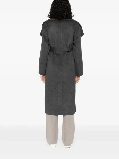 Soft Goat Belted Coat In Gray