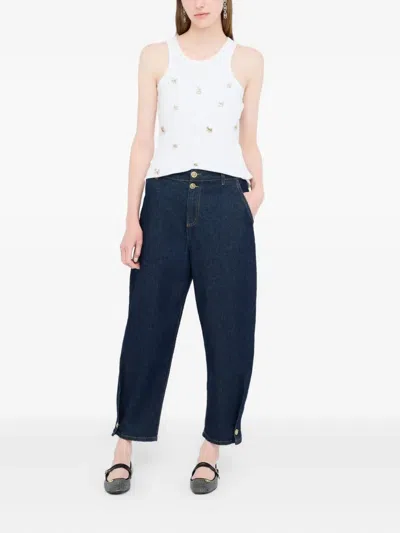 Liu •jo Cropped Balloon Jeans In Blue
