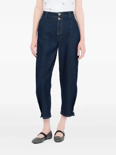 Liu •jo Cropped Balloon Jeans In Blue