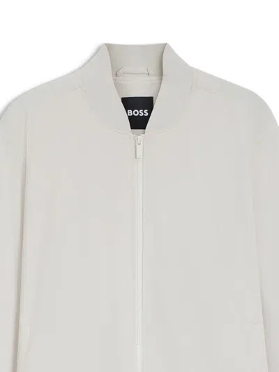 Hugo Boss Water-repellent Jacket In Performance-stretch Fabric In Gray
