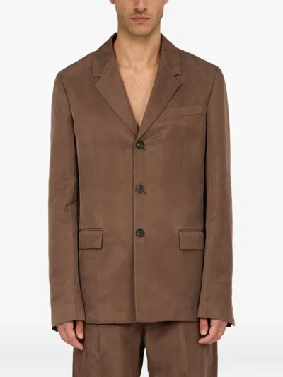 Ferragamo Single-breasted Blazer In Brown