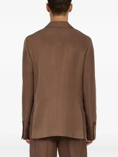 Ferragamo Single-breasted Blazer In Brown