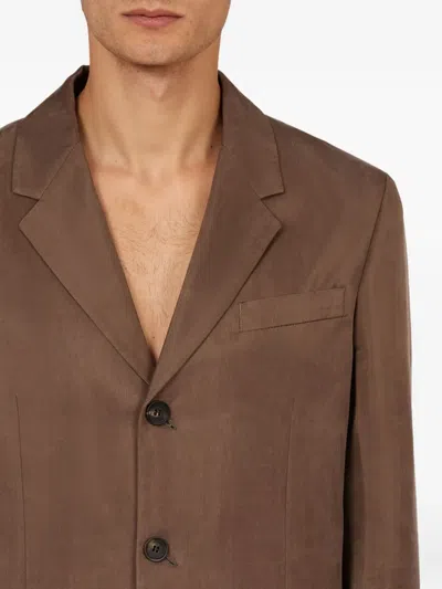 Ferragamo Single-breasted Blazer In Brown