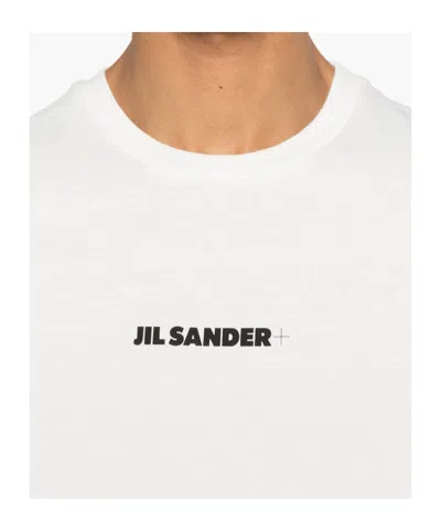 Jil Sander Men White Crewneck T-shirt With Logo Lettering On The Front In Cotton Man