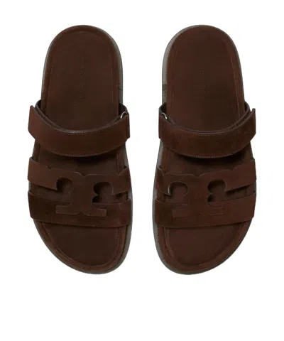 Tory Burch Ines Suede Triple-band Sport Mule Sandals In Brown