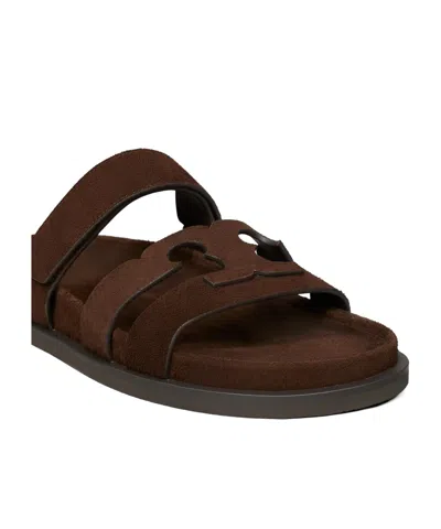 Tory Burch Ines Suede Triple-band Sport Mule Sandals In Brown