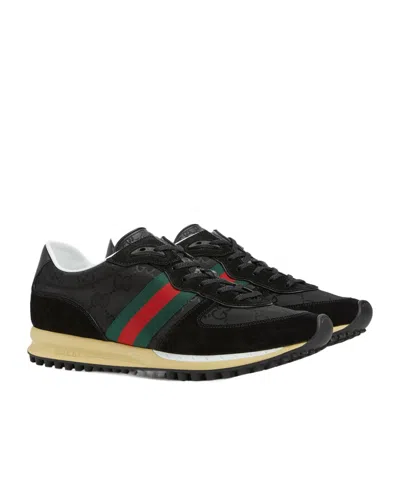 Gucci Re-motion Gg Canvas Suede-trimmed Sneakers In Black  display picture 2
