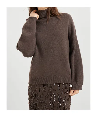 Brunello Cucinelli Turtle Neck Collar In Purple