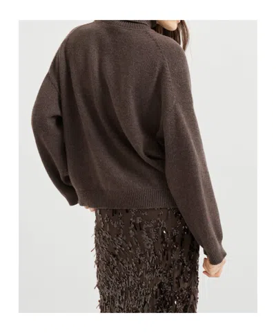 Brunello Cucinelli Turtle Neck Collar In Purple