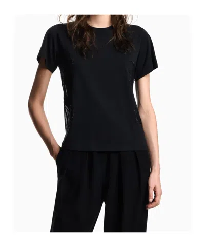 Emporio Armani Cotton Logo Graphic Print T-shirt In Black