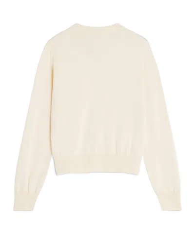 Maison Kitsuné Cardigan Wool Embroidered Detail In Neutral