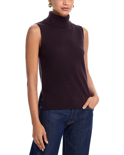 Aqua Cashmere Split Hem Turtleneck Tank - Exclusive In Purple