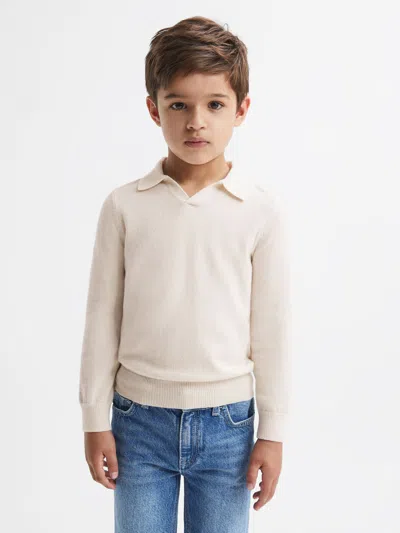 Reiss Milk 9-14 Yrs Wool Open Collar Top In Neutral