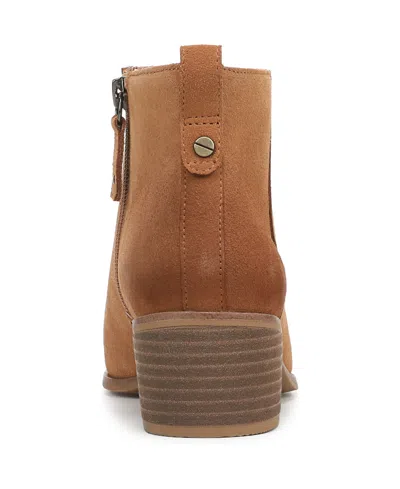 Dr. Scholl's Women's Anya Stacked Block Heel Zip Short Boots In Brown