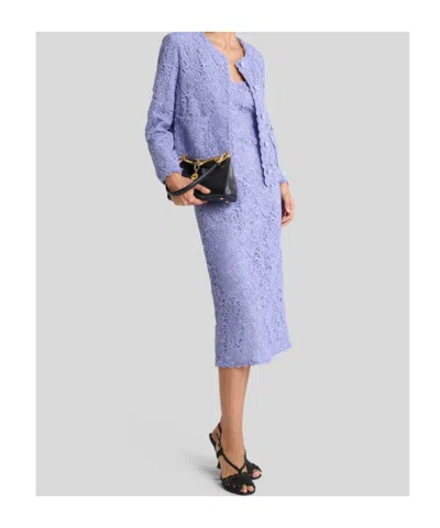 Etro Scalloped Corded Lace Jacket In Blue