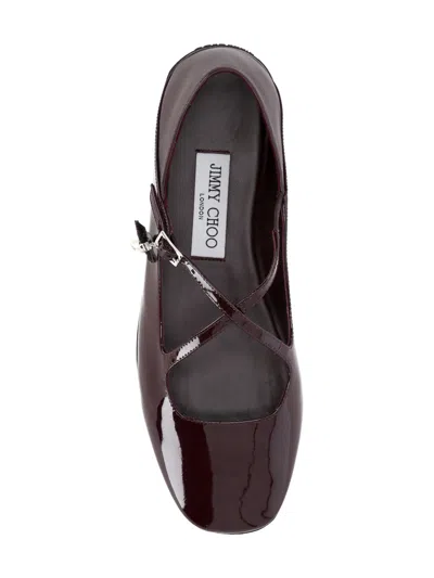Jimmy Choo Eleri Collapsible-heel Embellished Patent-leather Ballet Flats In Burgundy