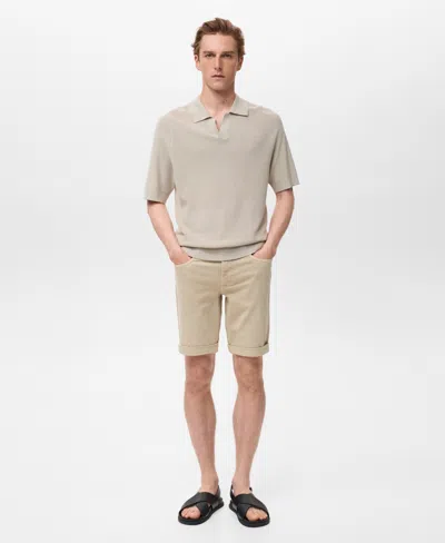 Mango Men's Slim-fit Denim 11.5" Bermuda Shorts In Nude