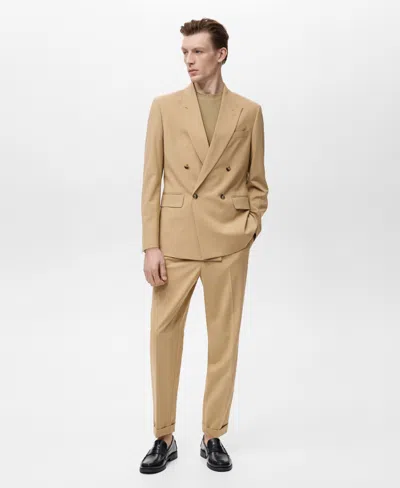 Mango Men's Boston Regular-fit Double-breasted Suit Blazer In Nude