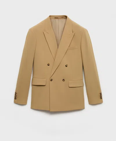 Mango Men's Boston Regular-fit Double-breasted Suit Blazer In Nude