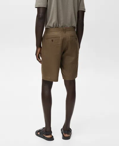 Mango Men's Slim-fit Linen Bermuda Shorts In Brown