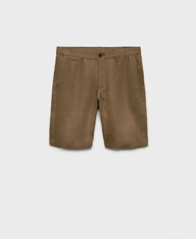 Mango Men's Slim-fit Linen Bermuda Shorts In Brown