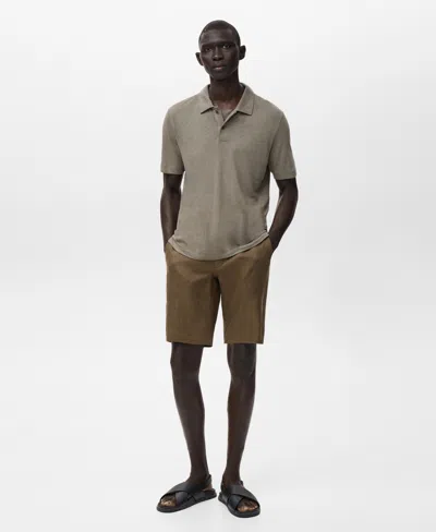 Mango Men's Slim-fit Linen Bermuda Shorts In Brown