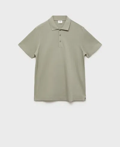 Mango Fine Rib-knit Polo In Green