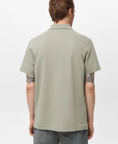 Mango Fine Rib-knit Polo In Green