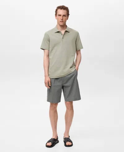 Mango Fine Rib-knit Polo In Green