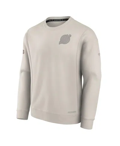 Fanatics Men's Cream New Jersey Devils Authentic Pro Road Fleece Pullover Sweatshirt In Brown