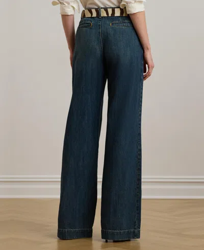 Ralph Lauren Women's High-rise Pleated Wide-leg Jeans In Blue