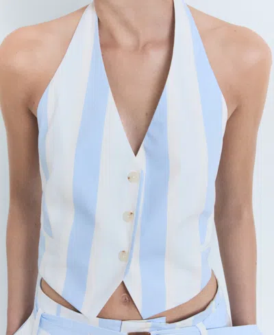 Mango Women's Striped Halter Vest In Blue