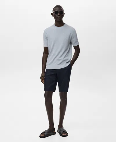 Mango Men's Slim-fit Linen Bermuda Shorts In Blue