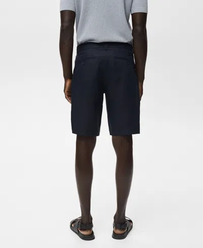 Mango Men's Slim-fit Linen Bermuda Shorts In Blue