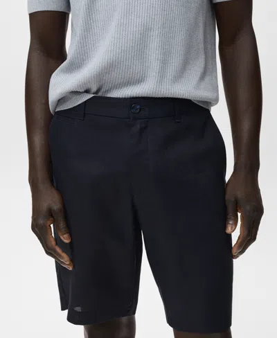 Mango Men's Slim-fit Linen Bermuda Shorts In Blue