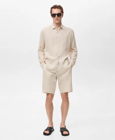 Mango Men's Slim-fit Linen Bermuda Shorts In Neutral