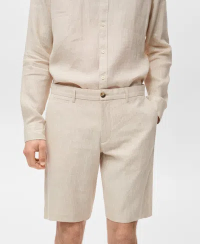 Mango Men's Slim-fit Linen Bermuda Shorts In Neutral
