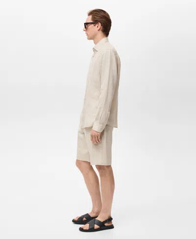 Mango Men's Slim-fit Linen Bermuda Shorts In Neutral