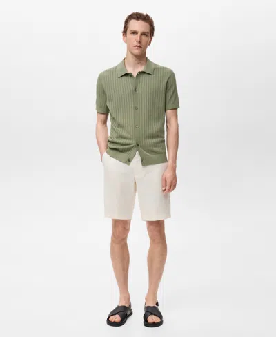 Mango Men's Slim-fit Linen Bermuda Shorts In Green