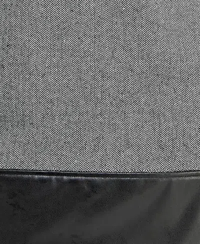 Seni & Cade Juniors' Faux Leather Trim A-line Dress In Gray