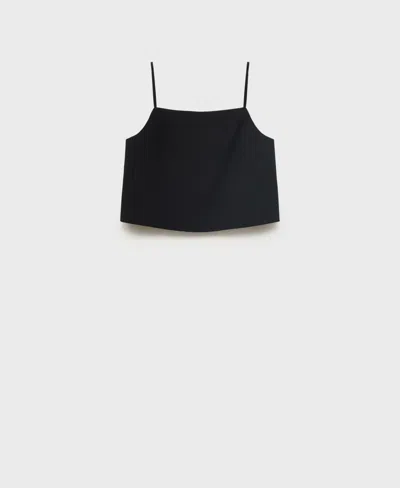 Mango Button Back Crop Camisole In Black