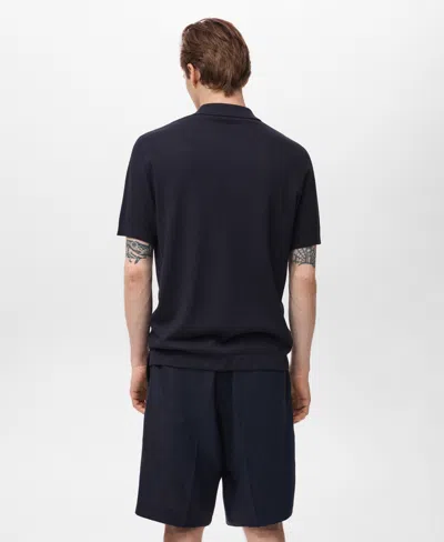 Mango Men's Rib-knit Shirt In Blue