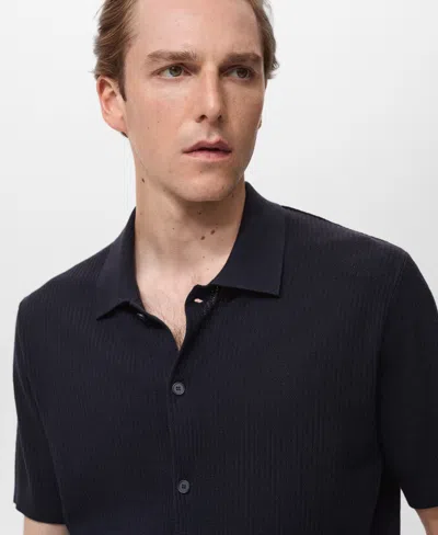 Mango Men's Rib-knit Shirt In Blue